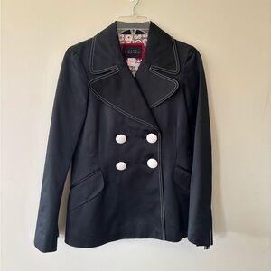 Pink Tartan Black Blazer with White Buttons